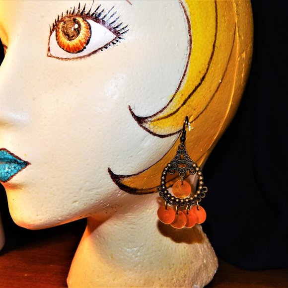 <3 Golden Abalone Dangle Earrings <3 - Picture 5 of 8